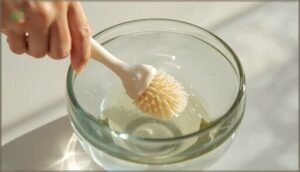 scrub with soft-bristled brush scrub with soft-bristled brush