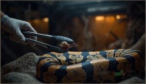 using tongs to present prey using tongs to present prey