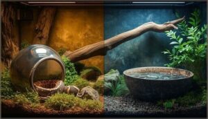 essential accessories—hides, branches, and water bowls essential accessories—hides, branches, and water bowls