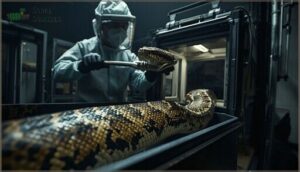 moving snakes between enclosures and into transport containers moving snakes between enclosures and into transport containers