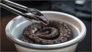 using tongs and separate feeding tubs using tongs and separate feeding tubs