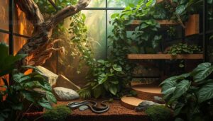 add branches, plants, or decor to break up open space add branches, plants, or decor to break up open space