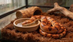 adult snake has outgrown a once-adequate bowl adult snake has outgrown a once-adequate bowl