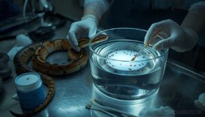 checking water bowls, shed skin, and hands checking water bowls, shed skin, and hands