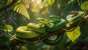 insect-eating snakes — rough green and smooth green insect-eating snakes — rough green and smooth green