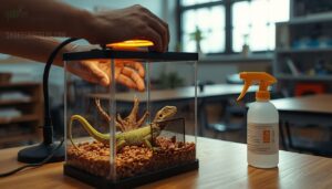 removing the reptile before spraying removing the reptile before spraying