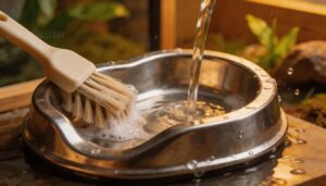 scrub with a soft nylon brush scrub with a soft nylon brush