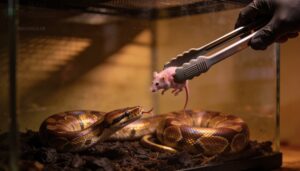 using tongs or forceps to present prey using tongs or forceps to present prey