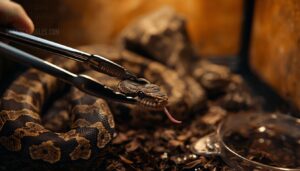 offer prey with feeding tongs offer prey with feeding tongs