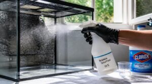 apply diluted bleach solution apply diluted bleach solution