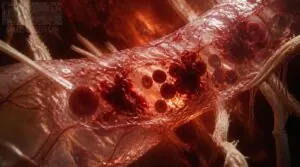 blood vessels and cells break down blood vessels and cells break down