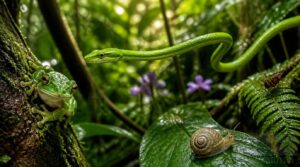 frogs, snails, and other wild prey frogs, snails, and other wild prey