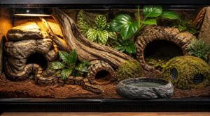 position hides, water, and decor position hides, water, and decor