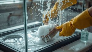 scrub with hot soapy water scrub with hot soapy water