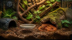 add deep substrate, two hides, water, and climbing enrichment add deep substrate, two hides, water, and climbing enrichment