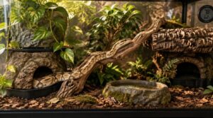 add secure hides, safe plants, and climbing structures add secure hides, safe plants, and climbing structures