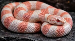 albino honduran milk snake morph: red eyes and cream bands albino honduran milk snake morph: red eyes and cream bands