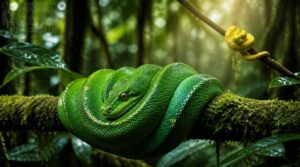 green tree python: color-changing camouflage green tree python: color-changing camouflage