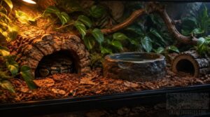 add species-appropriate substrate, hides, water, and enrichment add species-appropriate substrate, hides, water, and enrichment