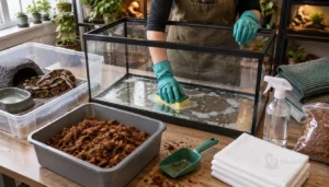 clean and replace large-enclosure snake bedding clean and replace large-enclosure snake bedding
