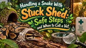 handling a snake with stuck shed