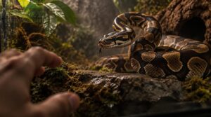 hissing or defensive striking hissing or defensive striking