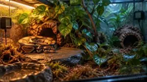 set species-appropriate temperature, humidity, and lighting set species-appropriate temperature, humidity, and lighting