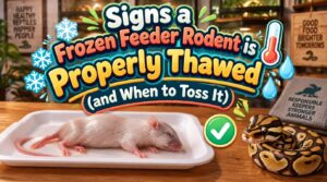 signs a frozen feeder rodent is properly thawed